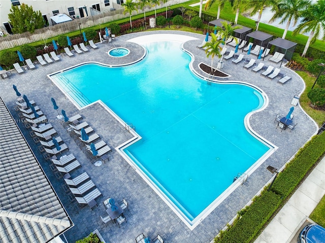 view of pool featuring a patio