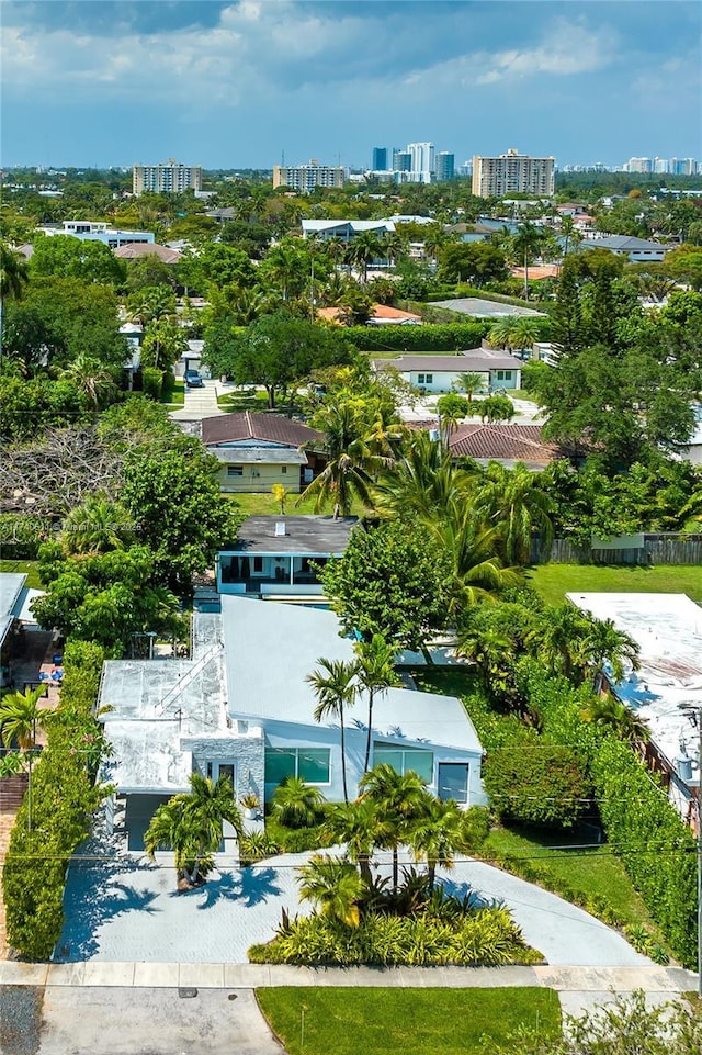 aerial view featuring a city view