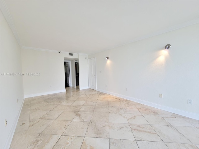 unfurnished room with ornamental molding