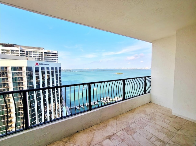 balcony with a water view