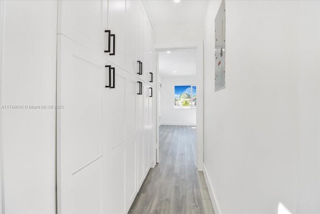 corridor featuring light wood-type flooring