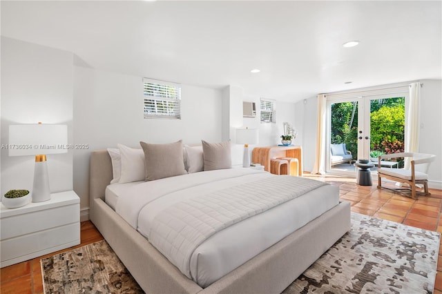 bedroom featuring french doors and access to exterior