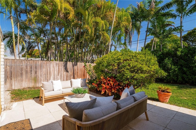 view of patio / terrace featuring an outdoor hangout area