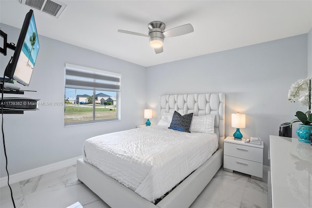 bedroom featuring ceiling fan