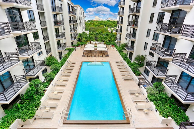 view of pool with a patio area