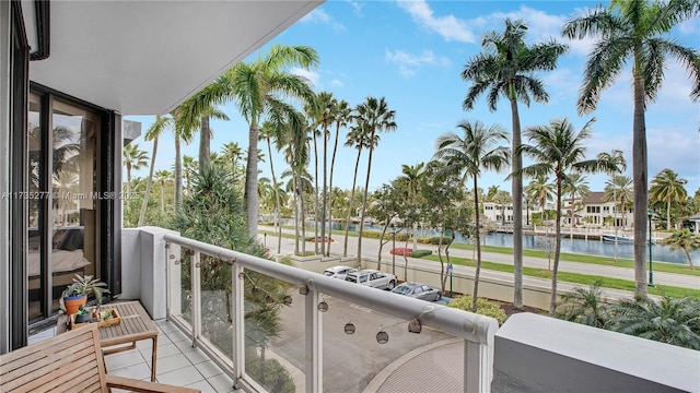 balcony with a water view