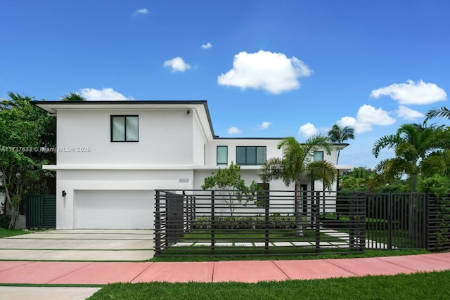 contemporary home with a garage