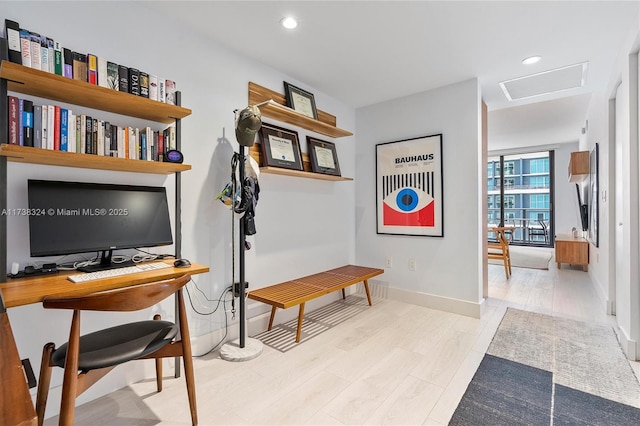 1300 S Miami Ave Unit 3408, Miami, FL 33130 - office space with attic access, light wood finished floors, and recessed lighting