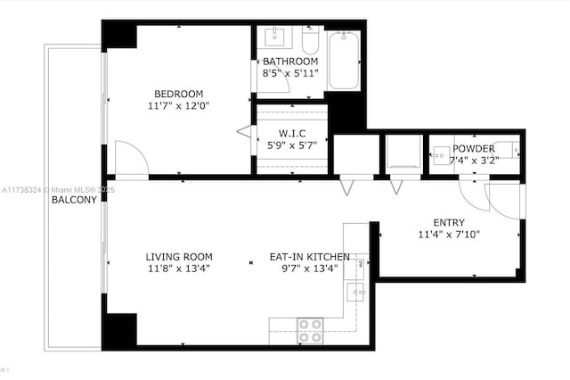 1300 S Miami Ave Unit 3408, Miami, FL 33130 - view of home floor plan