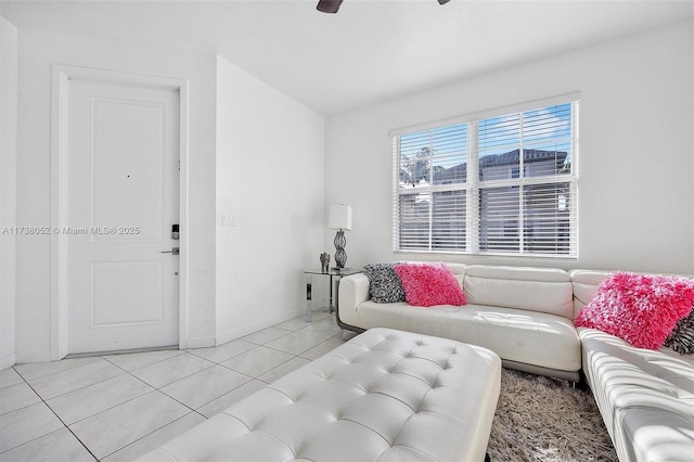 living room featuring light tile patterned floors