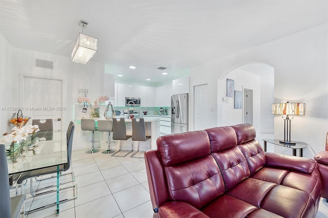 view of tiled living room