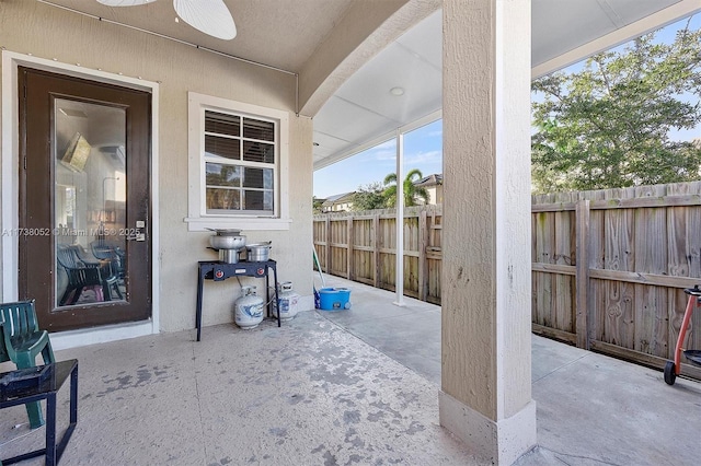 view of patio / terrace with ceiling fan