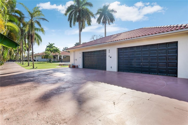 exterior space featuring a garage