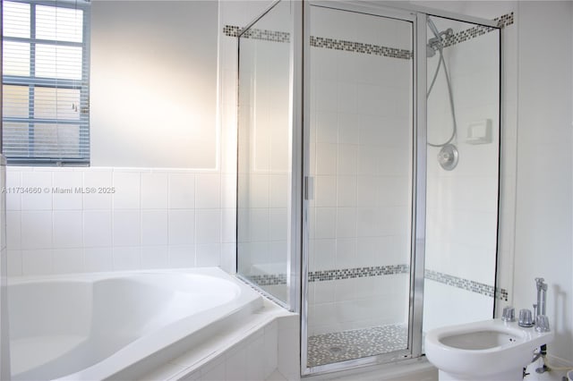 9064 SW 113th Ave, Miami, FL 33176 - bathroom featuring a garden tub, a shower stall, and a bidet