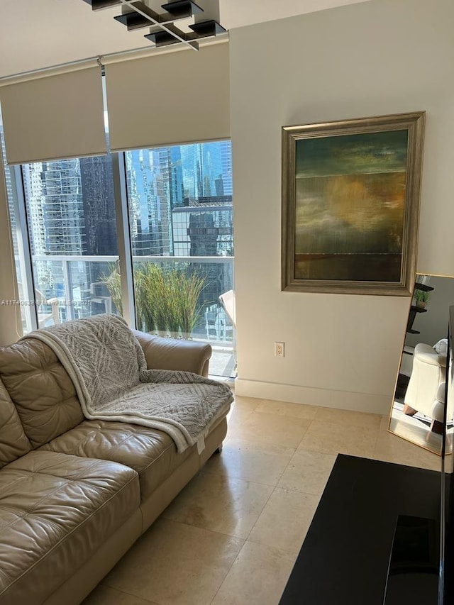 view of tiled living room