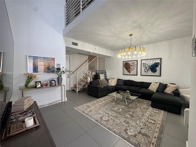 view of tiled living room