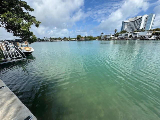 property view of water with a boat dock