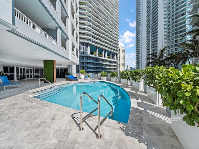 view of pool featuring a patio area