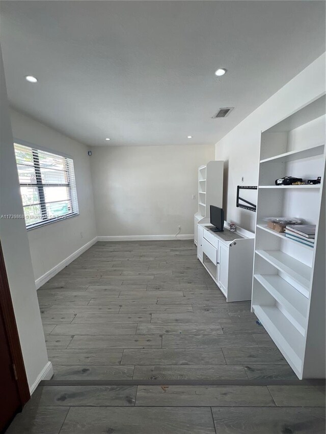 interior space with light hardwood / wood-style floors