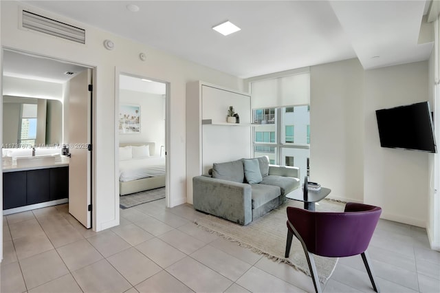 view of tiled living room