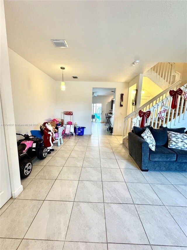 view of tiled living room