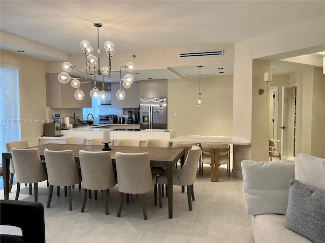 dining area featuring sink