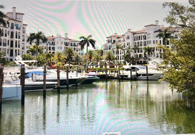 property view of water with a boat dock