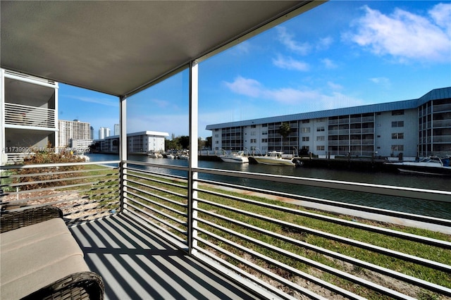 balcony with a water view