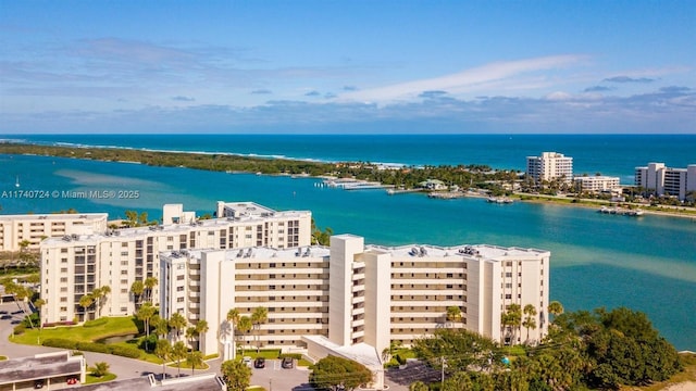 bird's eye view featuring a water view