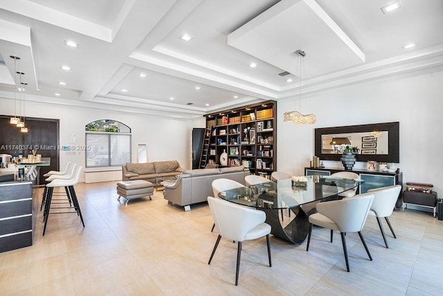 dining area with a raised ceiling