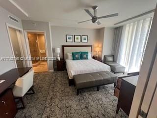 bedroom featuring ceiling fan