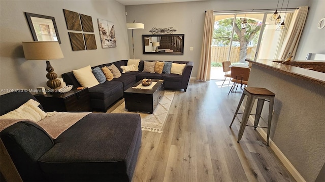 living room featuring light hardwood / wood-style floors