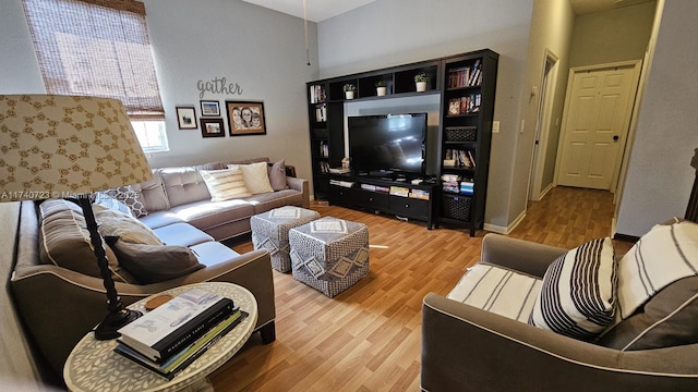 living room with hardwood / wood-style floors