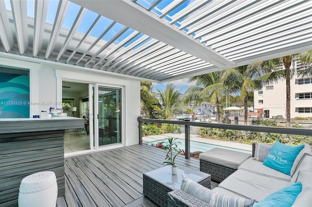 deck featuring an outdoor living space