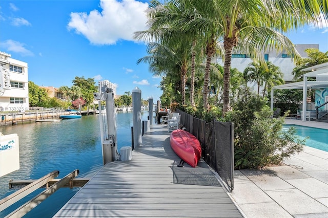 dock area featuring a water view