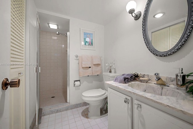 1865 S Ocean Dr Unit 4D, Hallandale Beach, FL 33009 - bathroom with vanity, tile patterned floors, toilet, and tiled shower