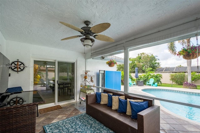 view of patio featuring a fenced in pool