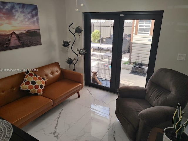 living room with french doors