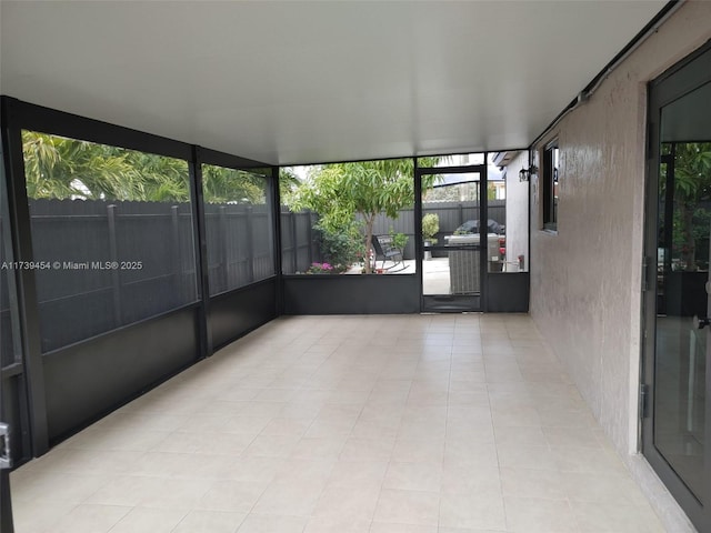 view of unfurnished sunroom