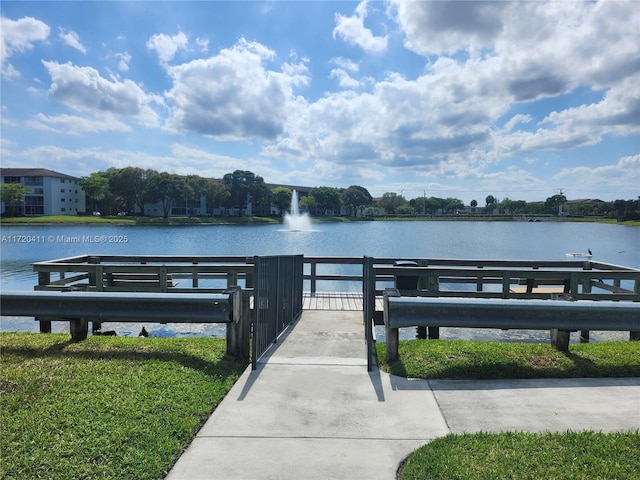 view of dock featuring a water view