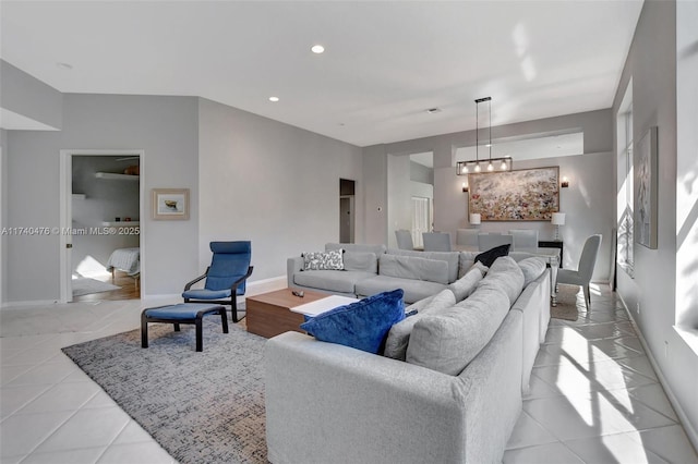 view of tiled living room