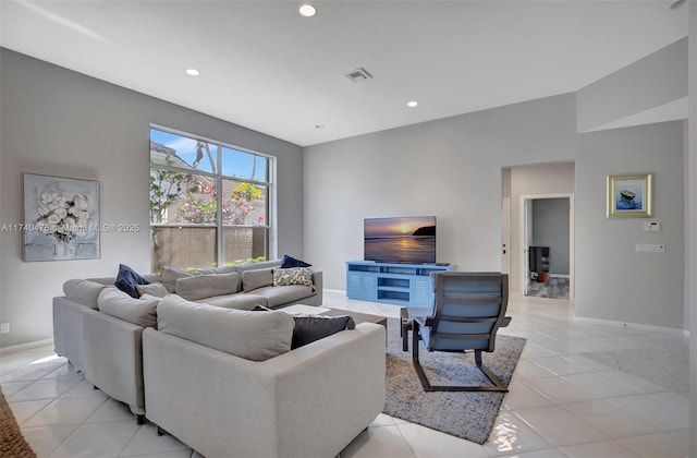 view of tiled living room