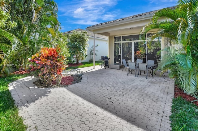 view of patio with area for grilling