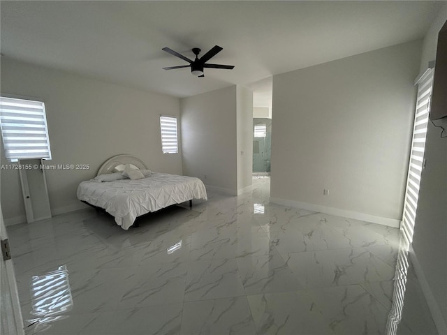 unfurnished bedroom with ceiling fan