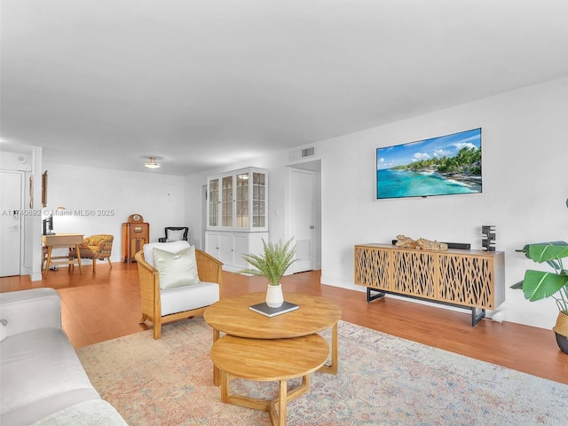 living room featuring light hardwood / wood-style floors