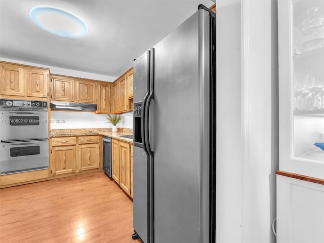 kitchen featuring light hardwood / wood-style flooring and appliances with stainless steel finishes