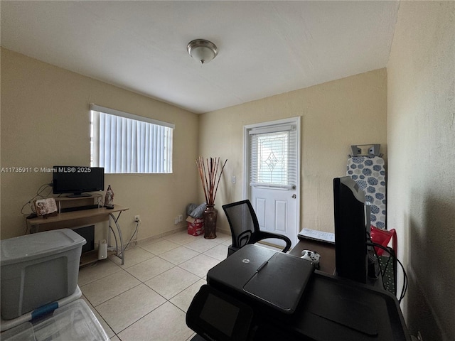 view of tiled home office