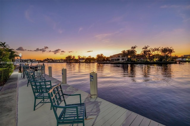 dock area featuring a water view