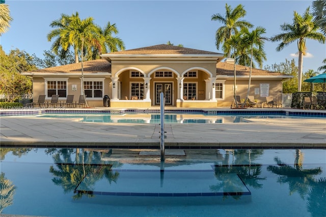 view of swimming pool with a patio area