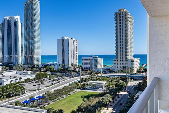 property's view of city with a water view